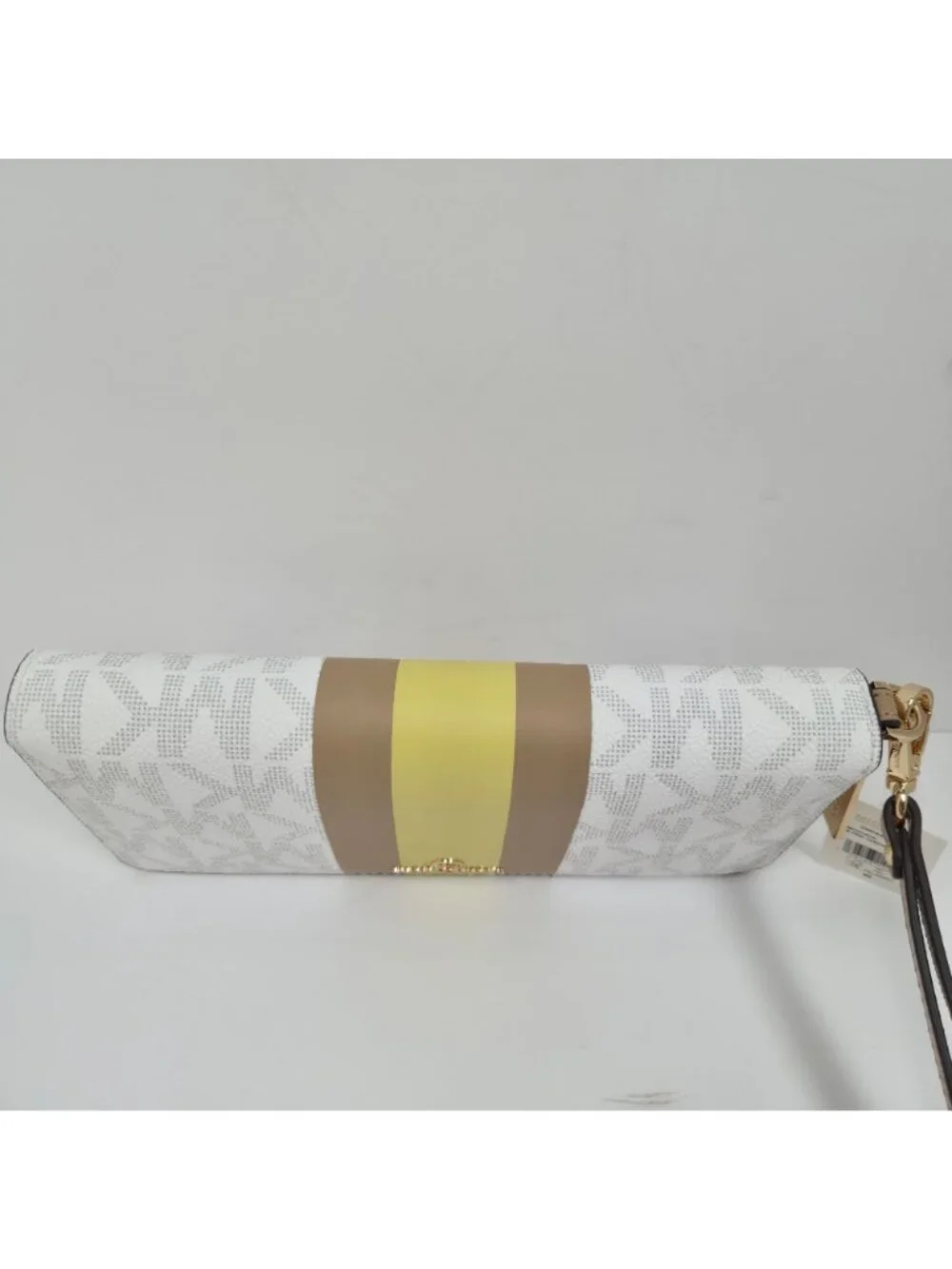 Michael Kors Women's Center Stripe Buttercup LG Travel Continental Wallet NWT